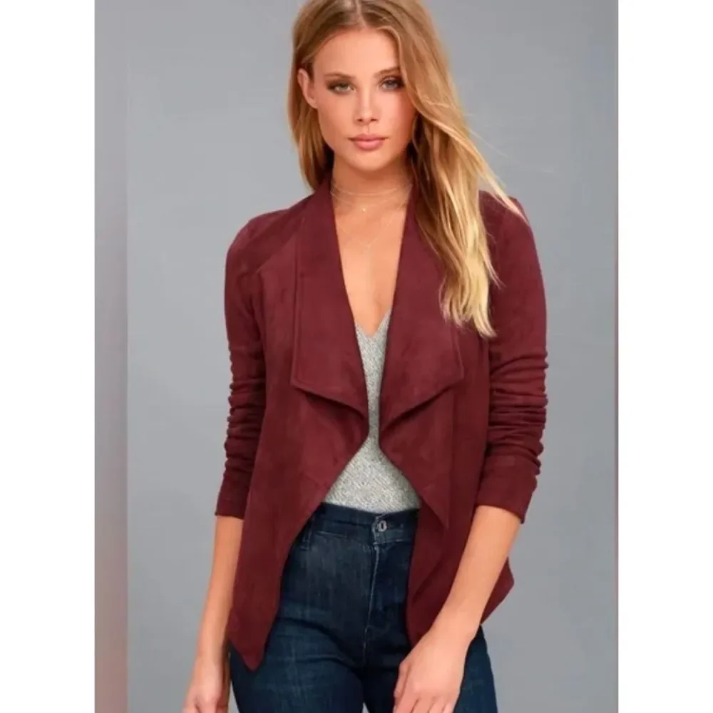 BB DAKOTA Wade Faux Suede Jacket in Cherrywood Size XS a602
